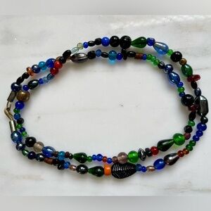 Multicolor Beaded Women's Necklace - Colorful Glass Beads
